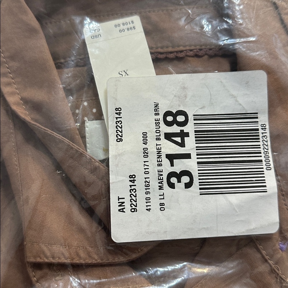 NWT! Anthropologie Tan Brown The Bennet Buttondown Shirt by Maeve 🐈 - Picture 7 of 7